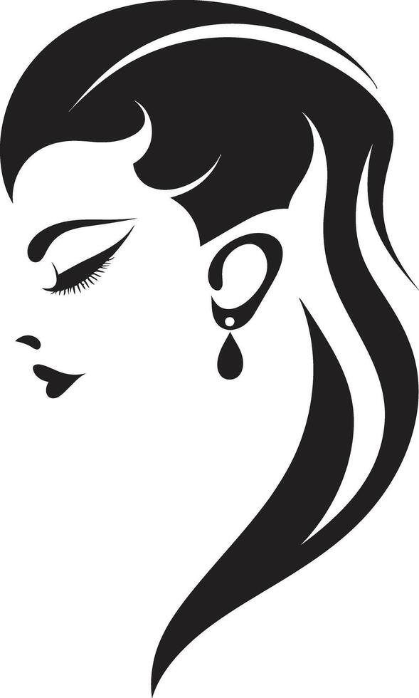 Botanical Blossom Black Floral Face Graphic Flora Fantasy Floral Woman vector