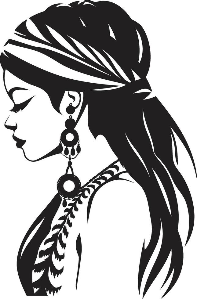 Bloom Beauty Black Floral Face Flora Muse Floral Woman Head vector