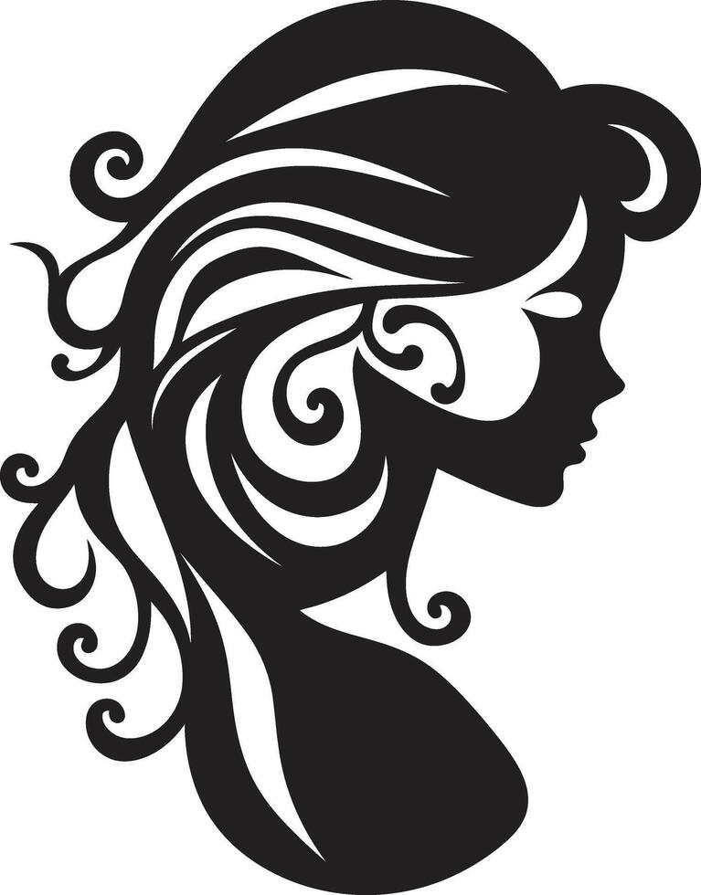 Midnight Reverie Floral Face Enigmatic Muse Black Floral Face Graphic vector
