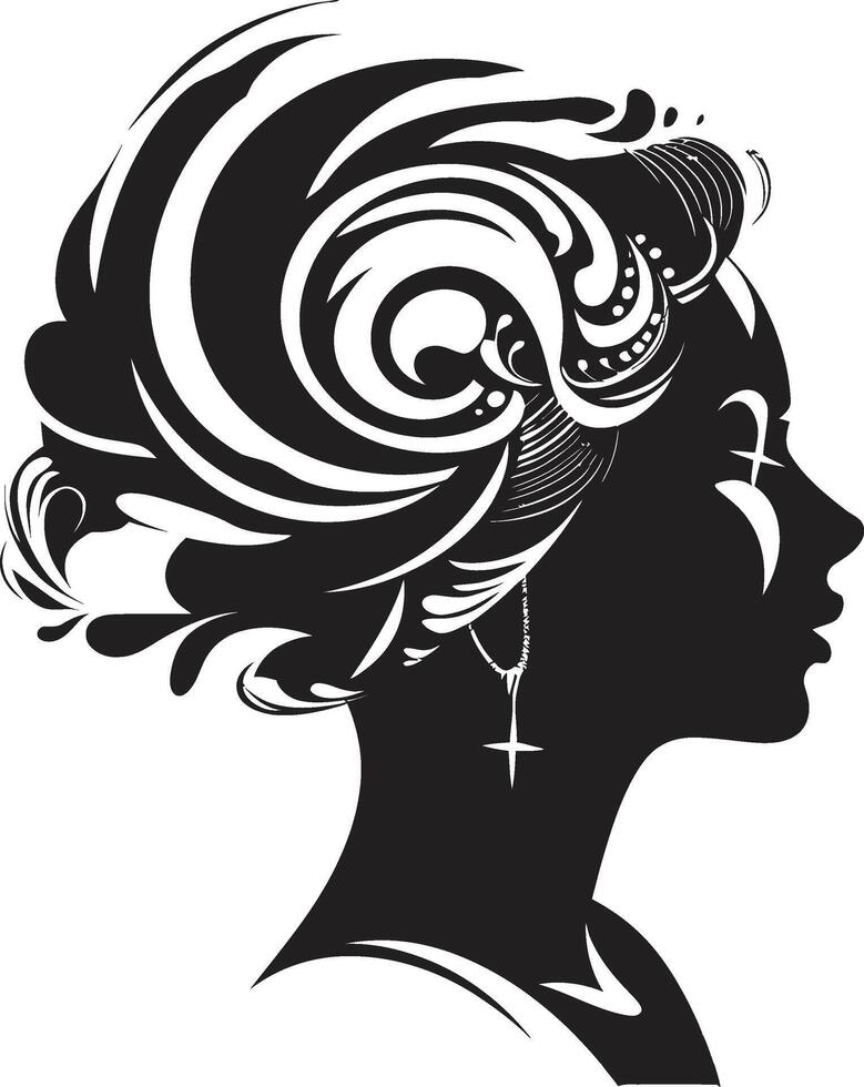 Enchanted Elegance Black Floral Face Blossom Noir Floral Face Element vector