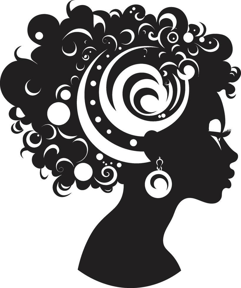 Midnight Reverie Floral Face Graphic Enigmatic Muse Black Floral Face Profile vector