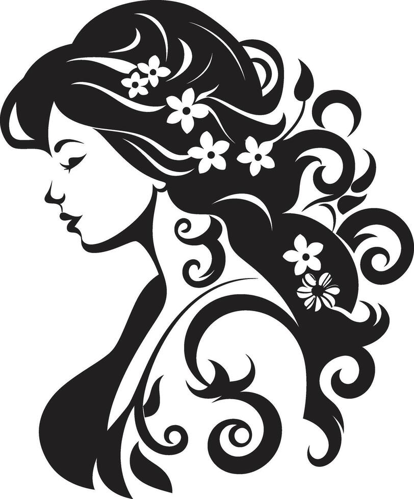 Enchanted Noir Floral Face Midnight Serenade Black Floral Face vector