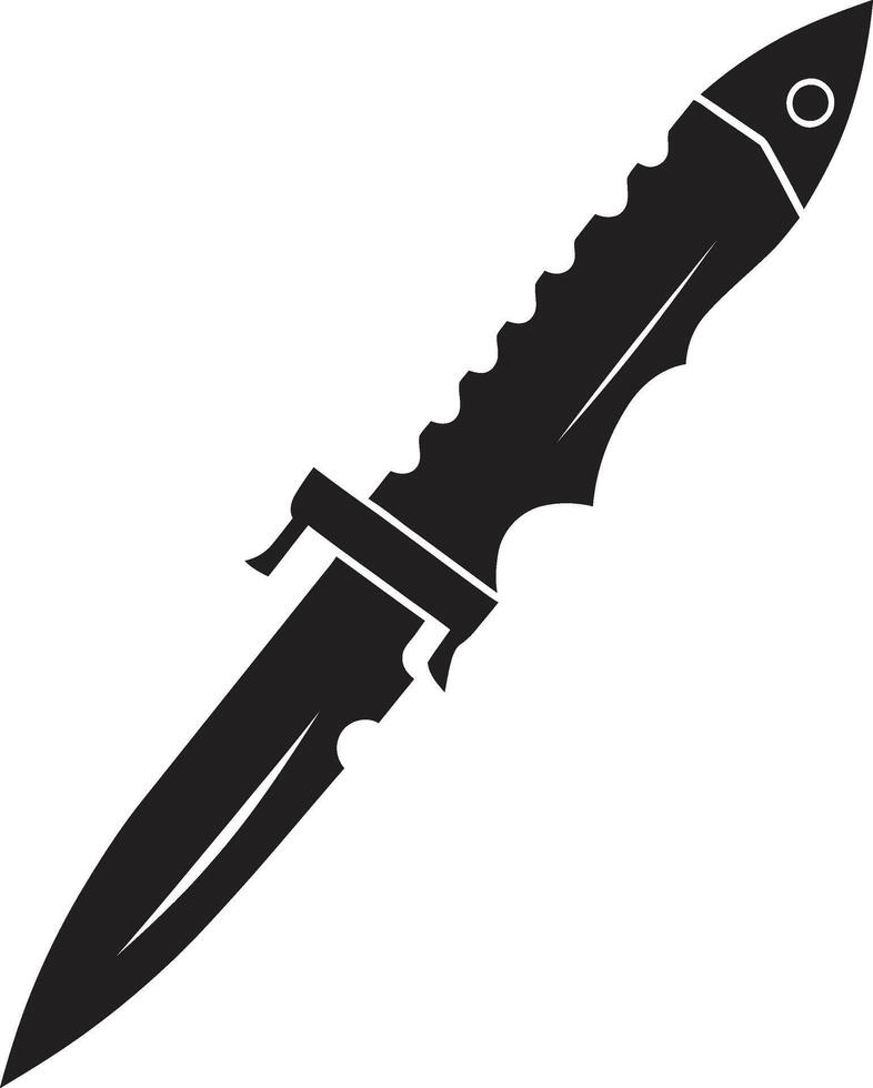 Chic Covert Cutter Contemporary Black Combat Knife Noir Nightfall Stylish Abstract Knife Symbol vector
