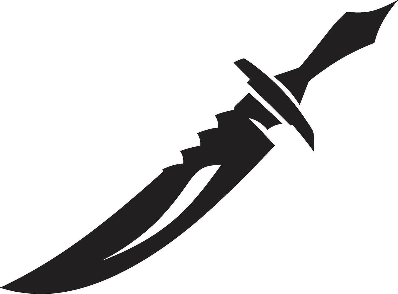 Shadow Stalker Elegant Black Combat Knife Graphic Ink Intruder Modern Black Knife Element vector