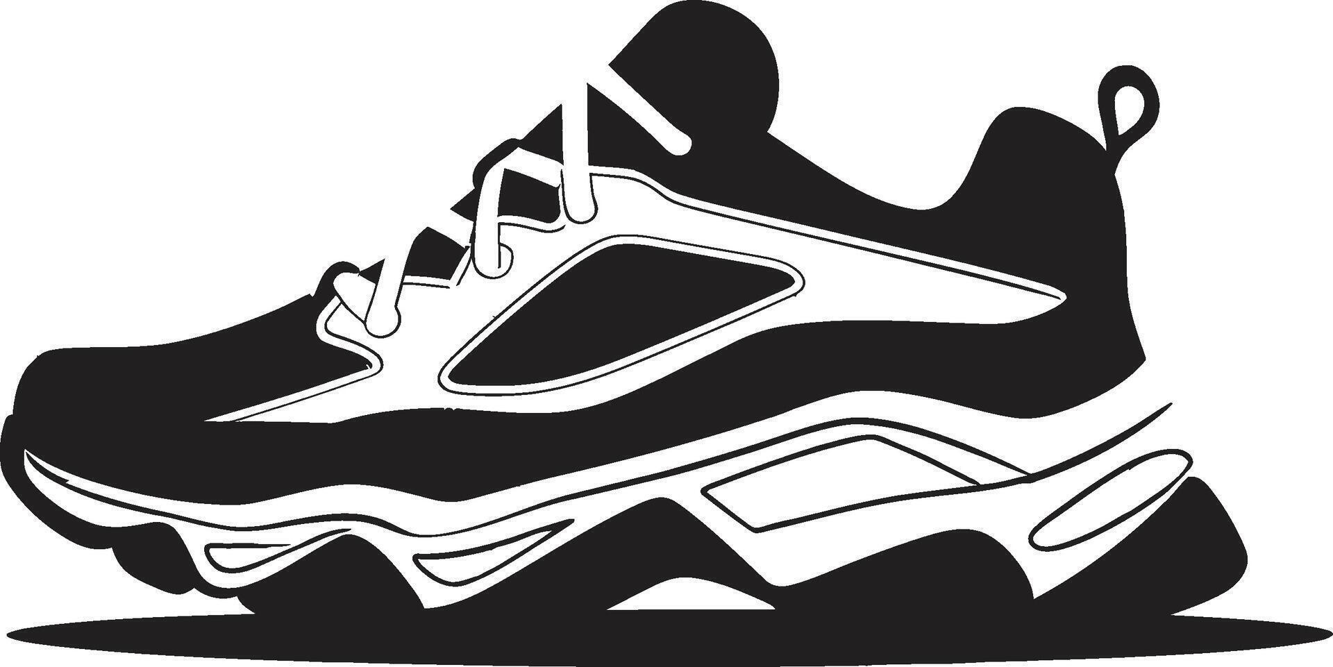 Noir Nomad Stylish Abstract Shoe Midnight Maverick Elegant Black Sports Shoe vector