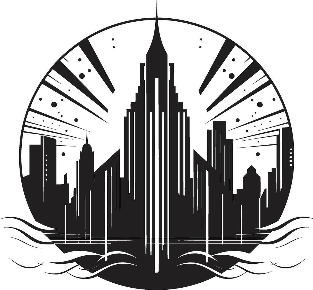 Chic Urban Essence Modern Art Deco Noir Nightscape Stylish Abstract City Graphic vector