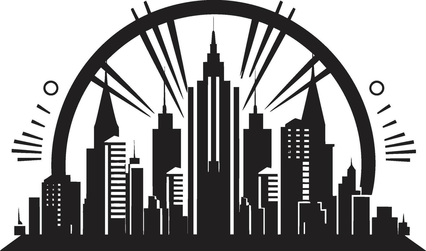 Gothic Geometry Sophisticated Silent Skylines Minimalistic Black Cityscape vector