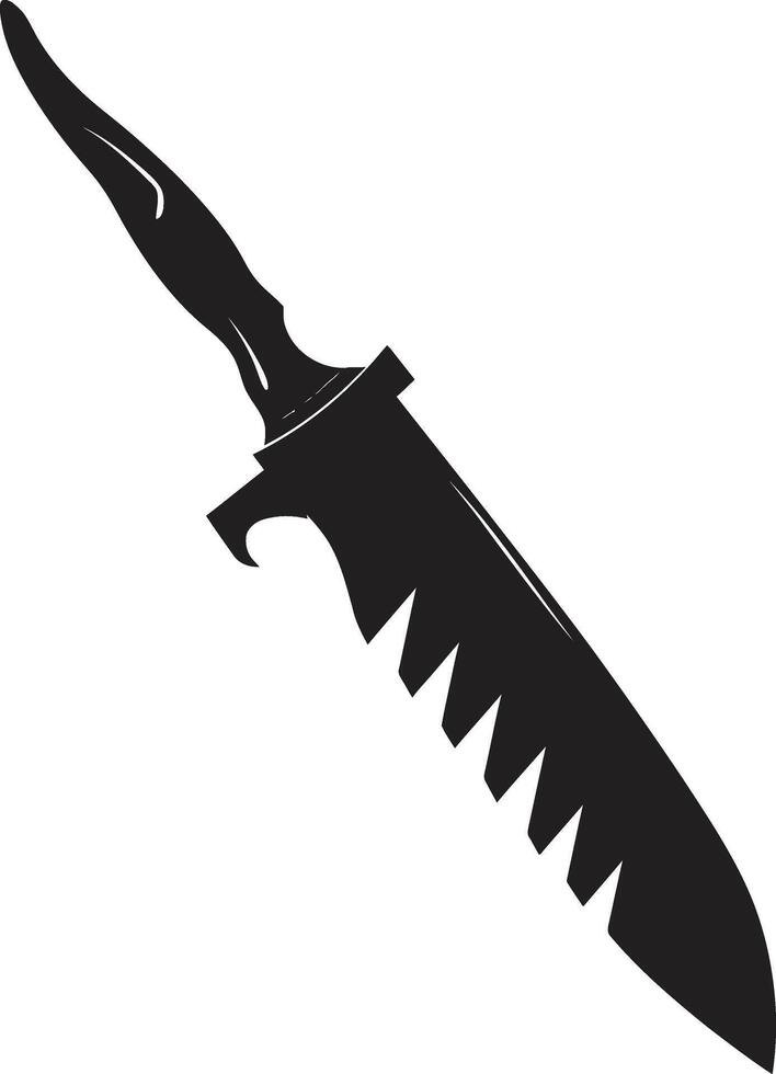 Midnight Maverick Elegant Combat Knife Graphic Ink Intruder Contemporary Black Knife Element vector