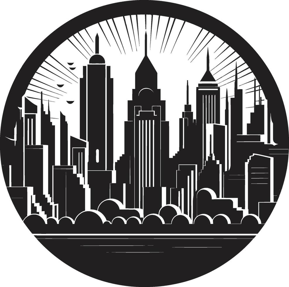 Silent Skylines Minimalistic Black Cityscape Mystic Metropolis Intriguing Abstract vector
