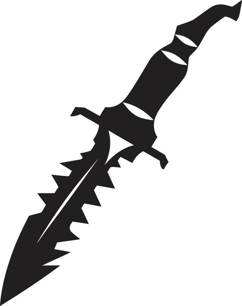 Chic Tactical Tool Contemporary Blade Graphic Noir Nightblade Stylish Abstract Combat Knife Element vector