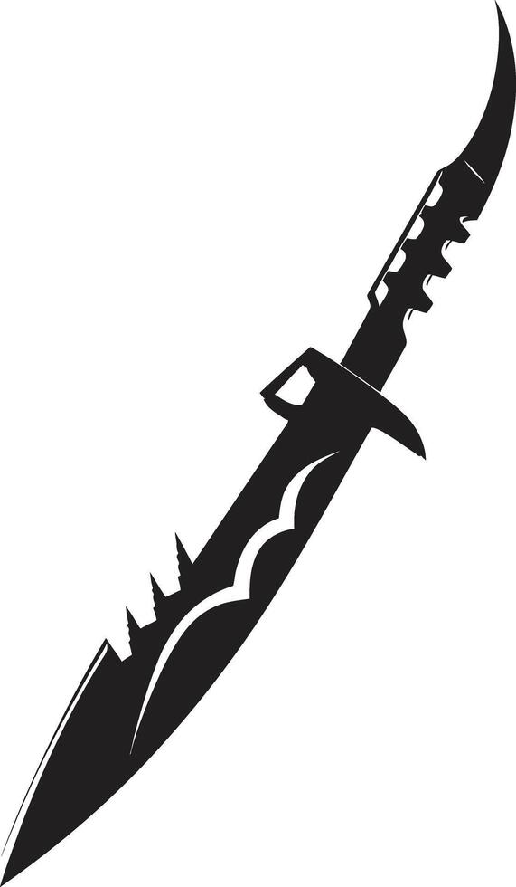 Mystic Mercenary Intriguing Blade Symbol Ebony Enforcer Refined Black Combat Knife Element vector