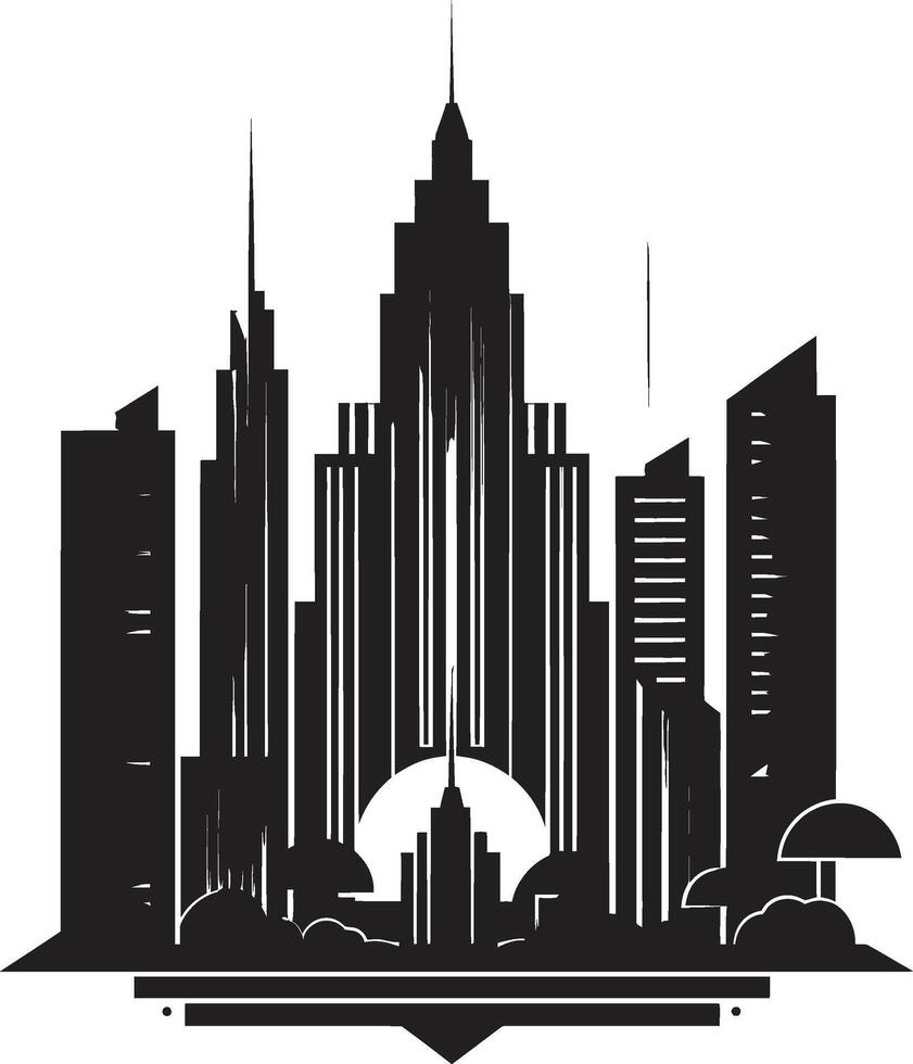 Ink Urban Elegance Contemporary Cityscape Mystic Midnight Majesty Intriguing Art Deco vector