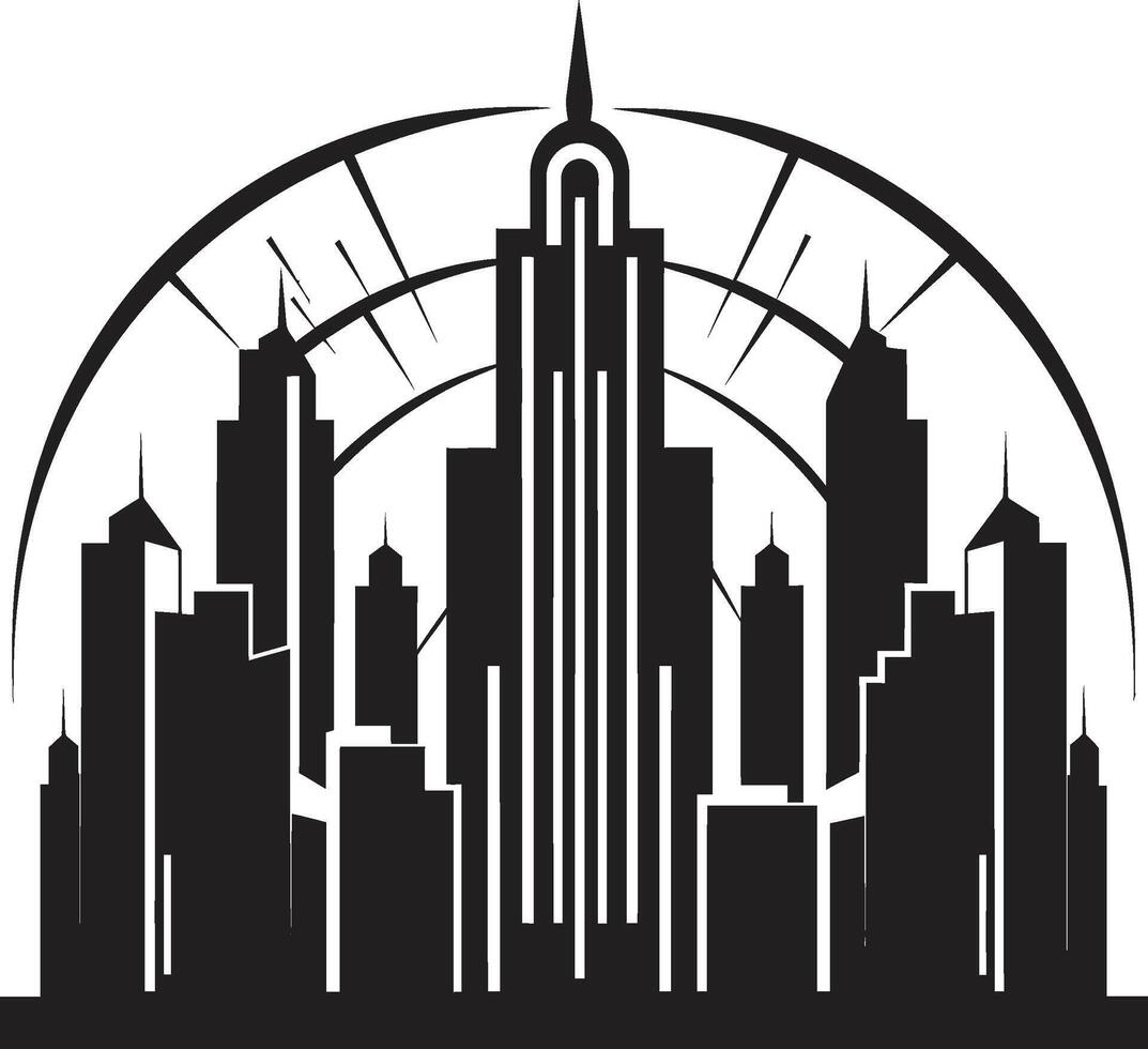 Shadowed Skylines Chic Black Cityscape Graphic Gothic Grace Sophisticated Abstract Graphic vector