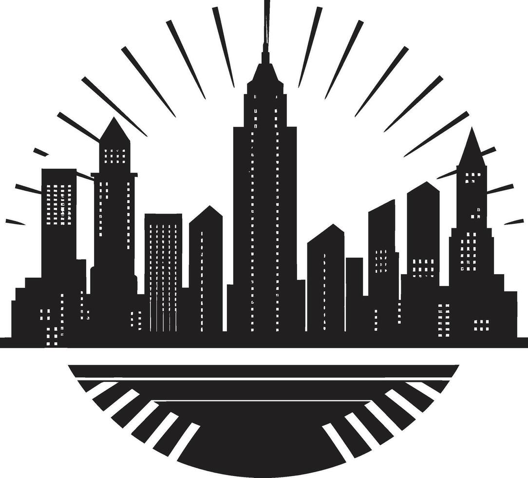 Ink Architectural Accents Contemporary Graphic Shadowed Structures Chic Black Art Deco vector