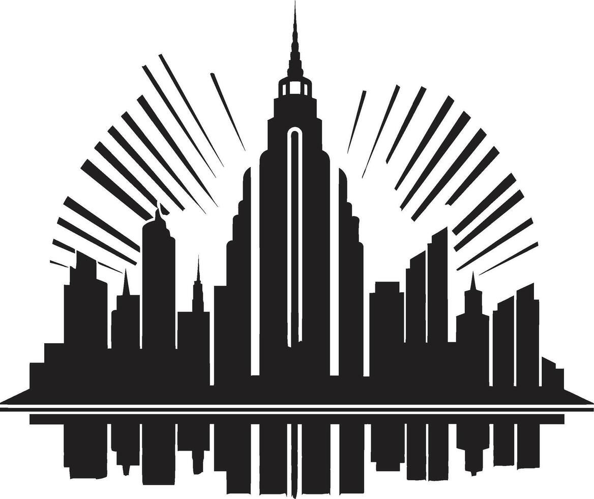 Ink Architectural Artistry Contemporary Shadowed Skylines Chic Black Cityscape Graphic vector