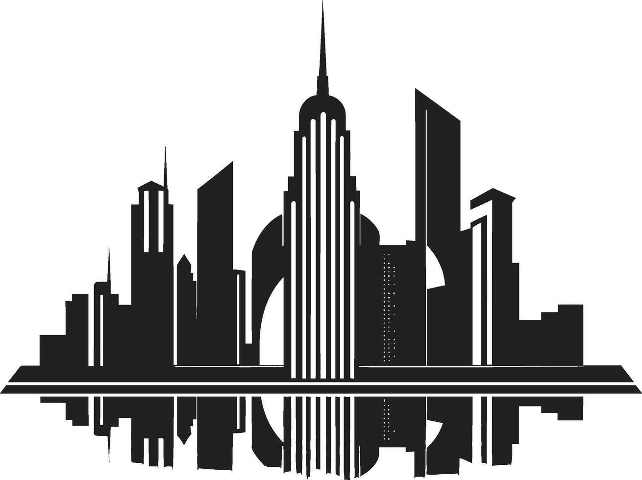 Midnight Monochrome Majesty Elegant Cityscape Ink Architectural Artistry Contemporary vector