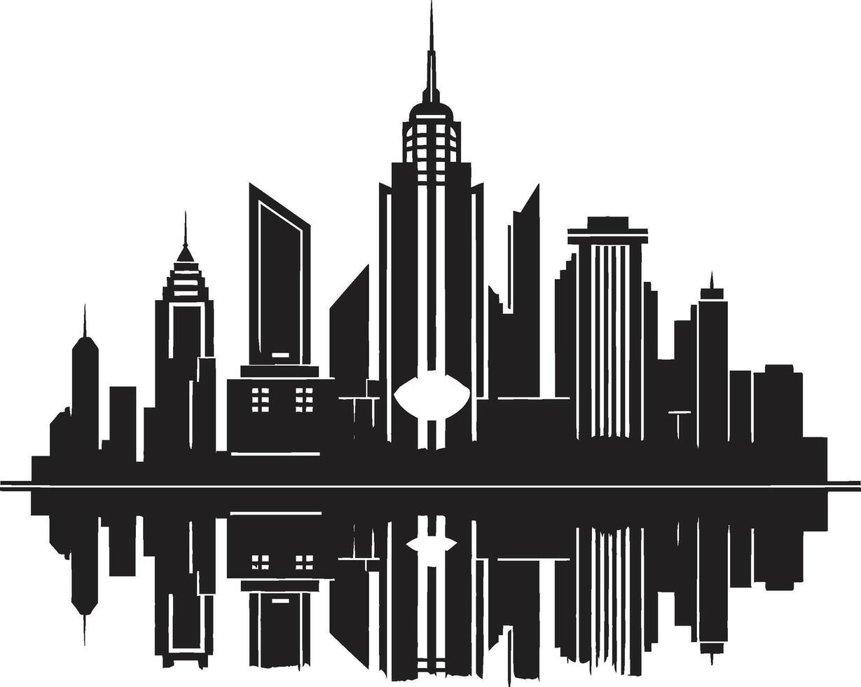 Ink Architectural Angles Contemporary Black Shadowed Skylines Chic Black Cityscape Graphic vector