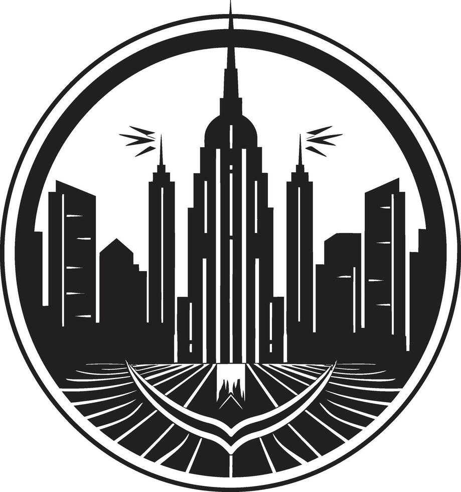 Midnight Monochrome Majesty Elegant Cityscape Ink Architectural Angles Contemporary vector
