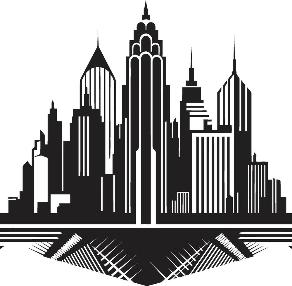 Shadowed Skylines Chic Black Cityscape Graphic Gothic Glamour Sophisticated Abstract Graphic vector