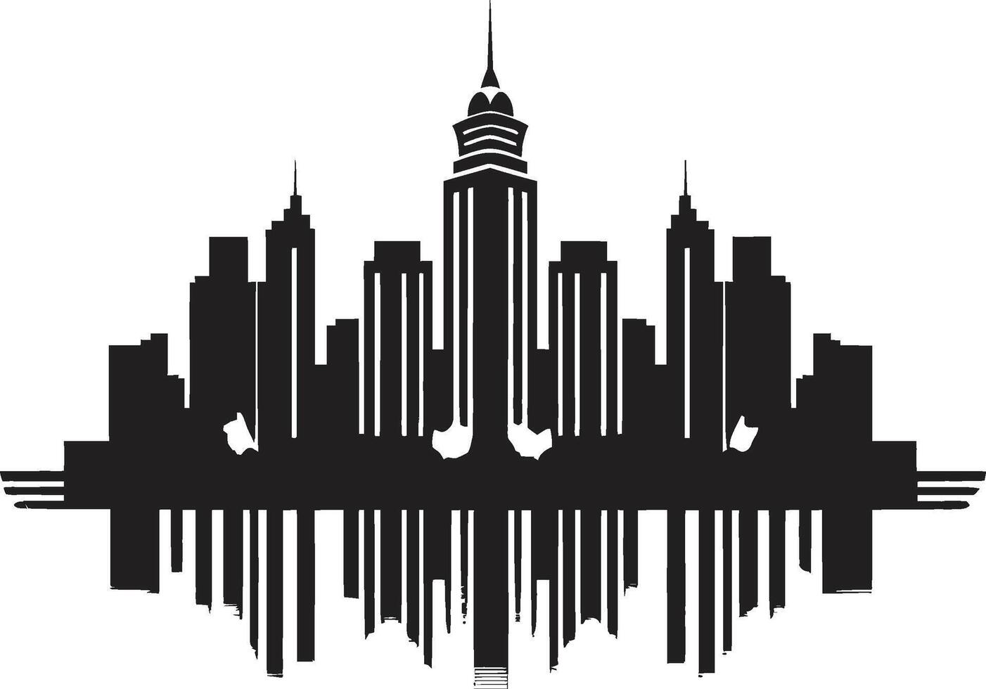 Silent Structures Minimalistic Black Cityscape Graphic Mystic Urban Atmosphere Intriguing Graphic vector