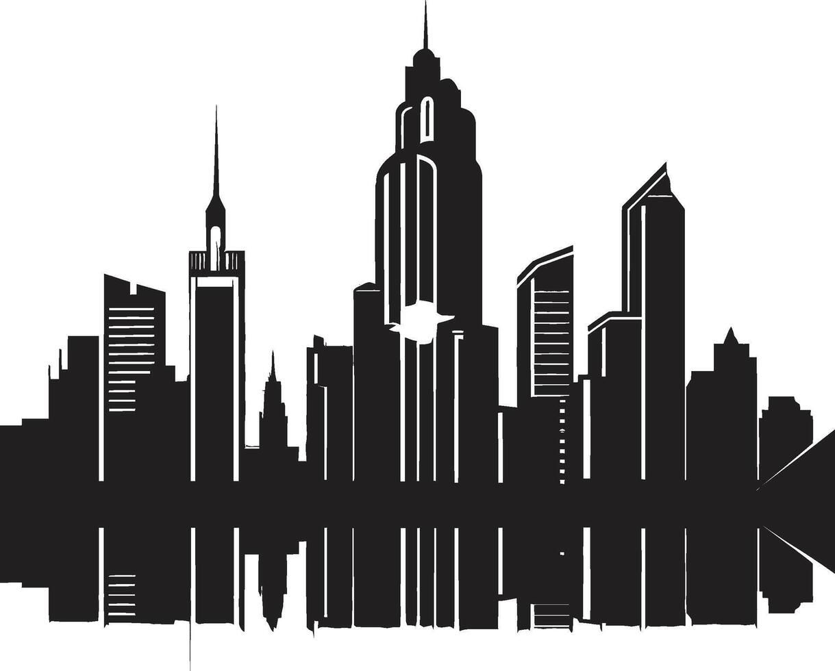 Silent Structures Minimalistic Black Cityscape Mystic Urban Mirage Intriguing Cityscape vector