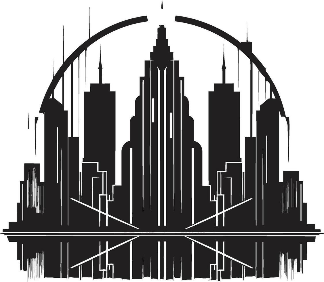 Noir Nightscape Stylish Abstract Graphic Midnight Monochrome Majesty Elegant Cityscape vector