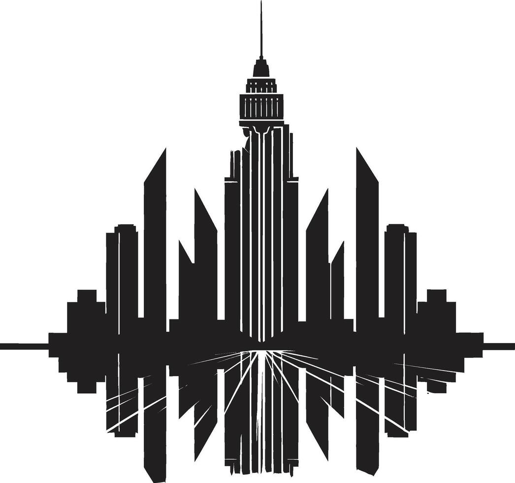 Mystic Urban Mirage Intriguing Cityscape Symbol Ebony Elements Refined Black Graphic vector