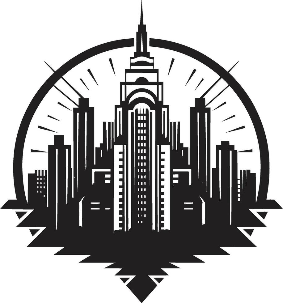 Mystic Modern Marvels Intriguing Cityscape Graphic Ebony Elevation Refined Abstract Graphic vector