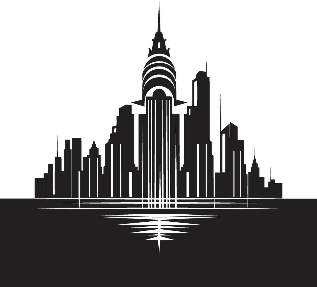 Silent Structures Minimalistic Black Cityscape Graphic Mystic Urban Atmosphere Intriguing Graphic vector