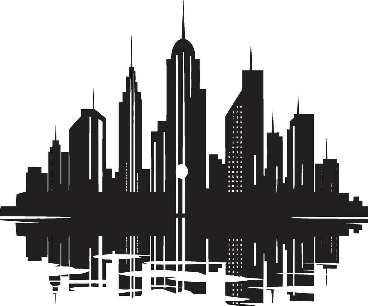 Mystic Urban Mirage Intriguing Cityscape Ebony Elements Refined Black Graphic vector