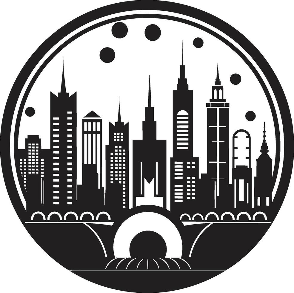 Gothic Glamour Sophisticated City Art Deco Graphic Silent Structures Minimalistic Black Cityscape vector
