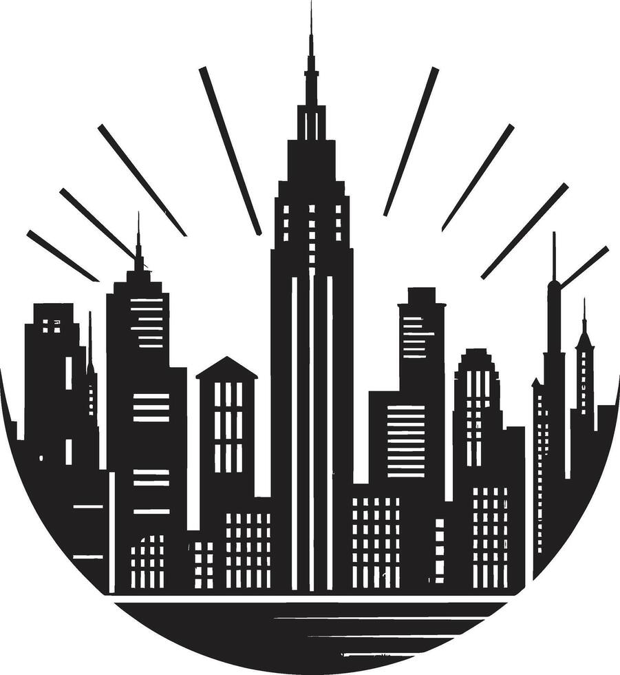 Noir Nightscape Stylish Abstract Cityscape Graphic Midnight Monochrome Majesty Elegant Black Symbol vector