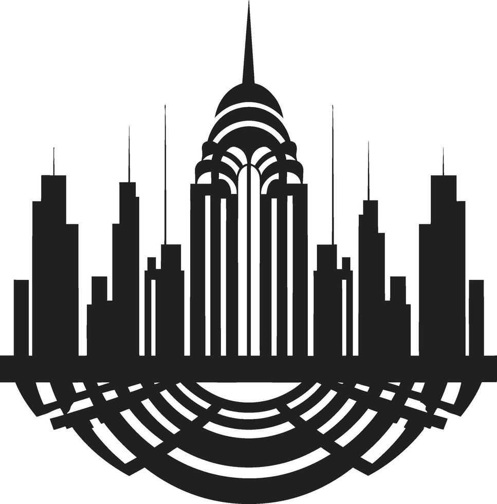 Chic Urban Opulence Modern Black Cityscape Noir Nightfall Stylish Abstract Art Deco Graphic vector