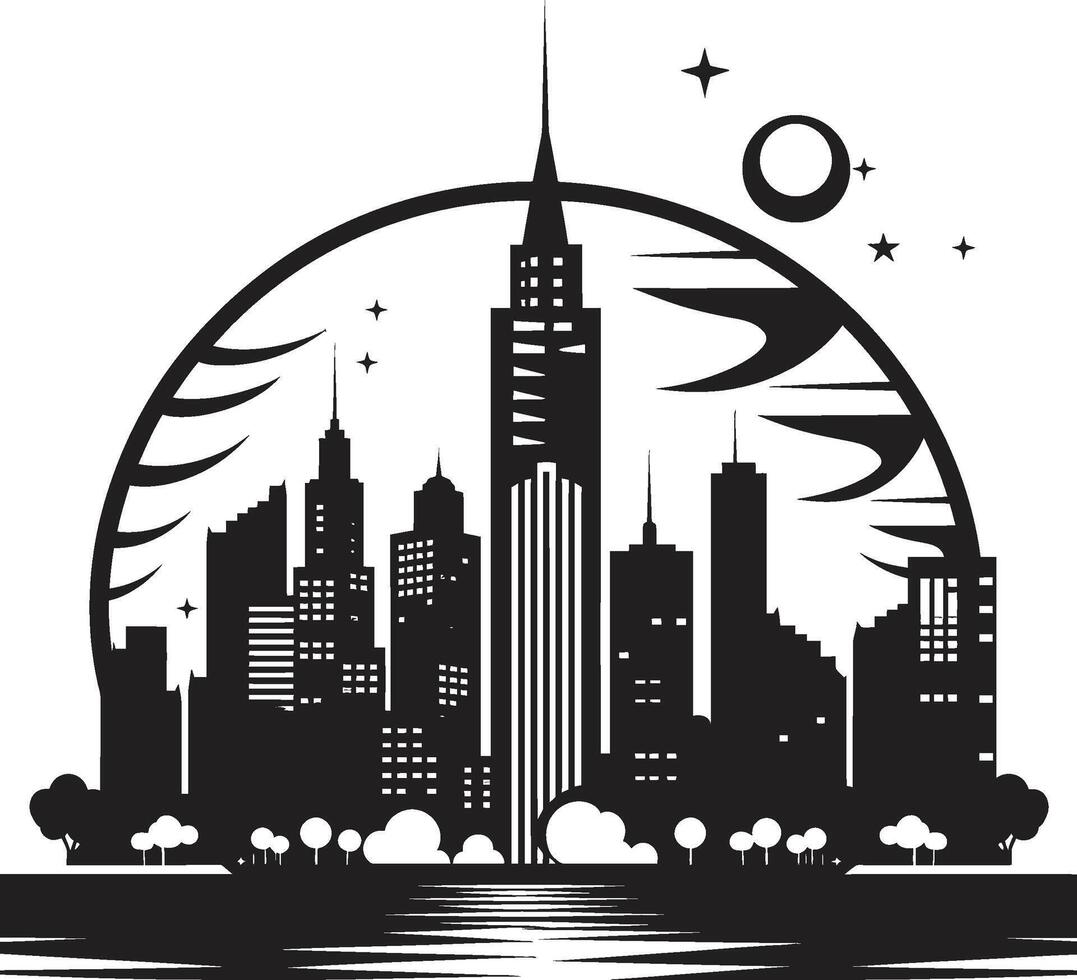 Noir Night Vision Stylish Abstract Black Midnight Monochrome Magnificence Elegant Cityscape Graphic vector