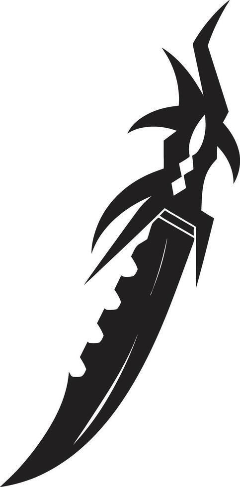Ink Incognito Contemporary Black Combat Knife Graphic Shadow Slayer Chic Blade Element vector