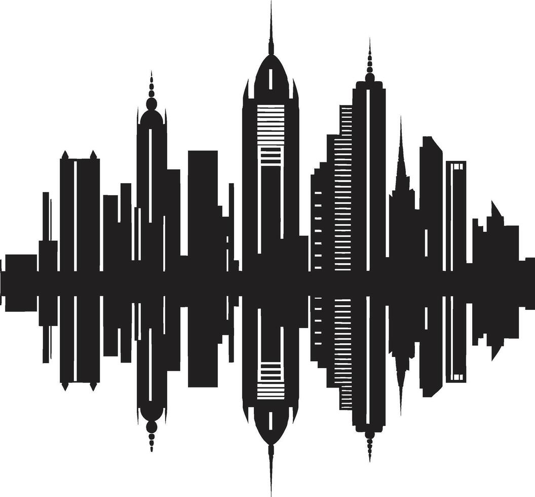 Gothic Grid Sophisticated City Art Deco Silent Serenity Minimalistic Black Cityscape vector