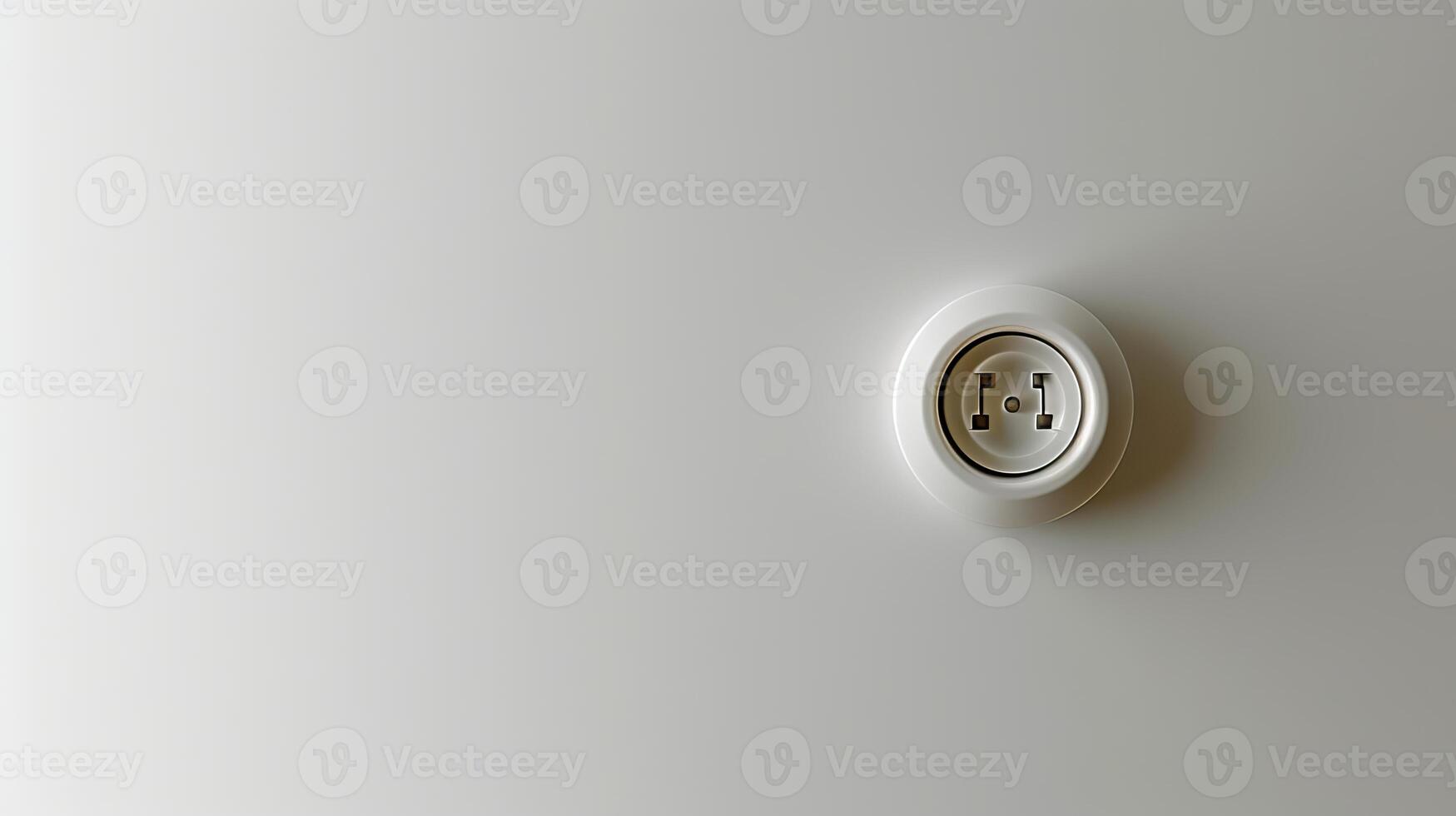 Modern white electrical socket on a minimalistic gray background. Energy connection. Concept of electricity, minimalism, home installation, utility photo
