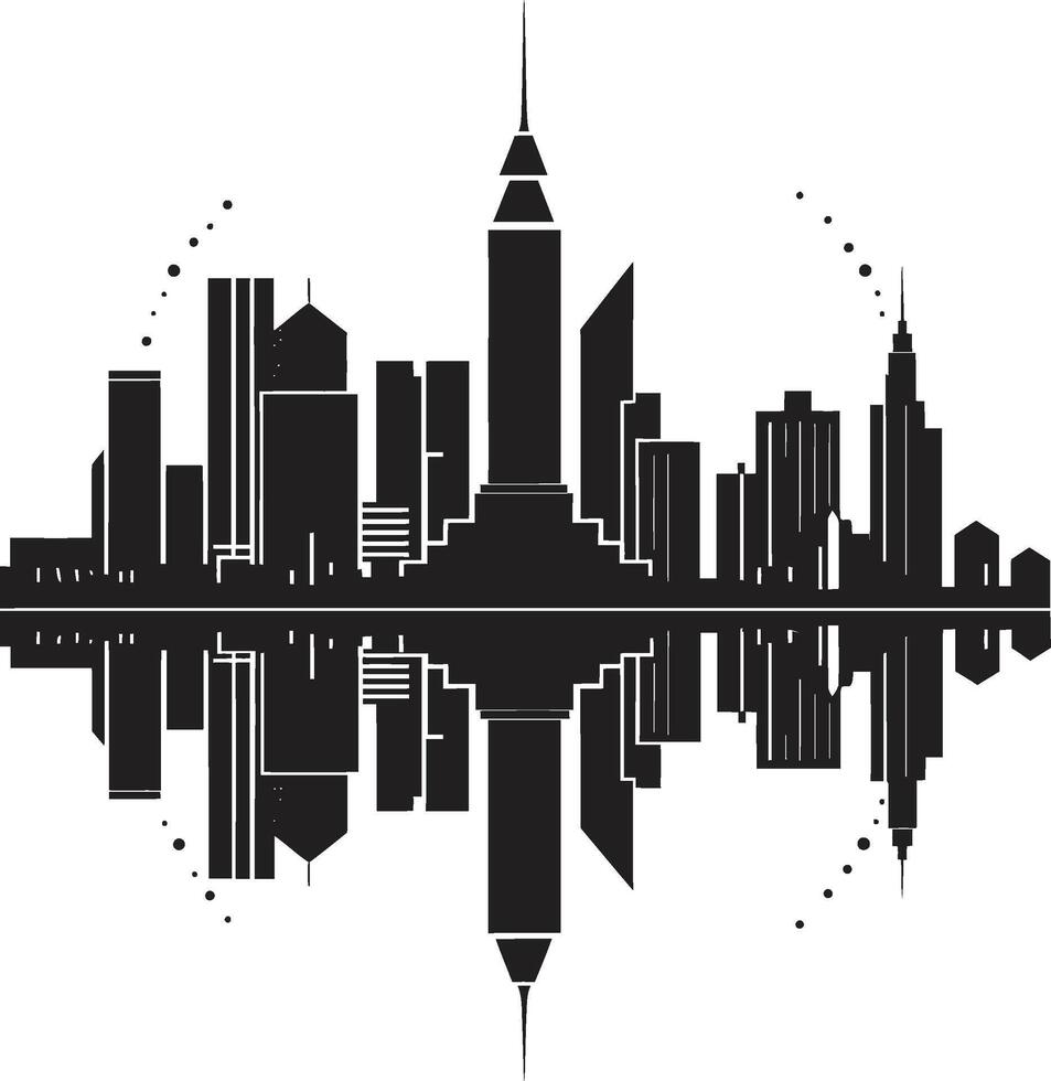 Midnight Metropolis Stylish Abstract Cityscape Ink Skyline Symphony Modern Art Deco vector