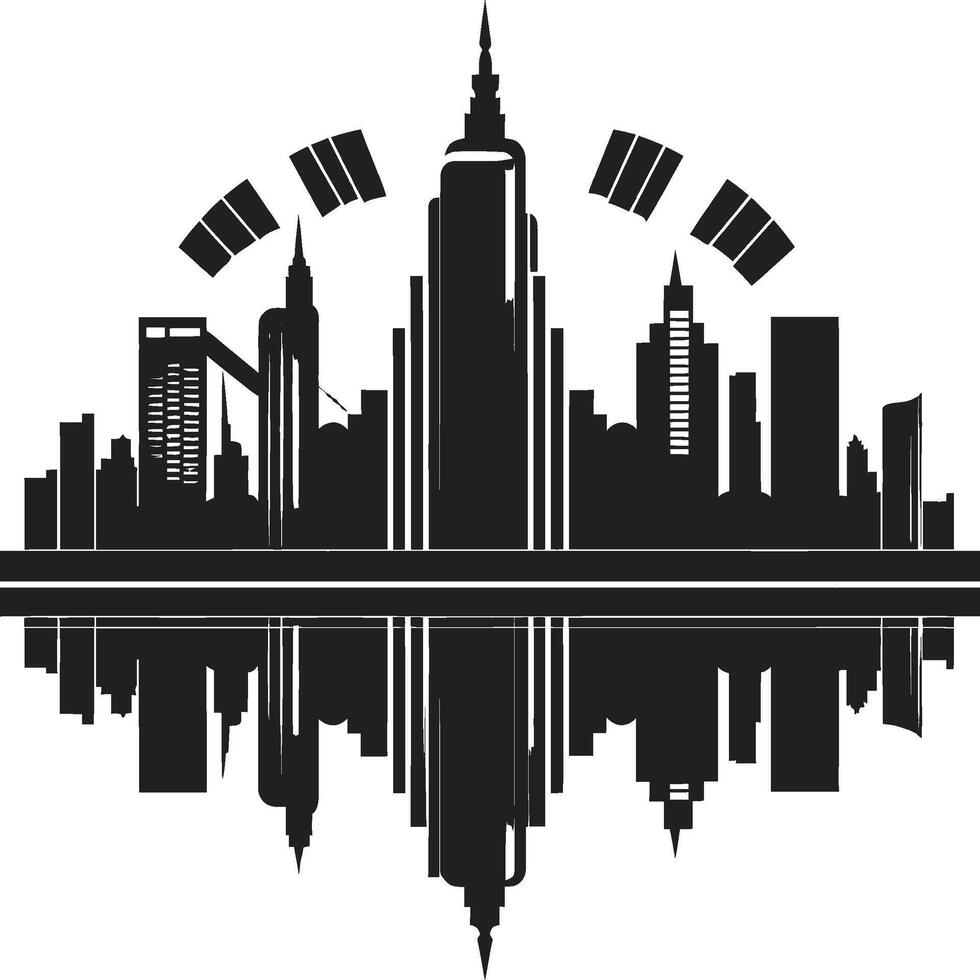 Shadowed Skylines Chic Black Cityscape Graphic Gothic Glamour Sophisticated Abstract Graphic vector