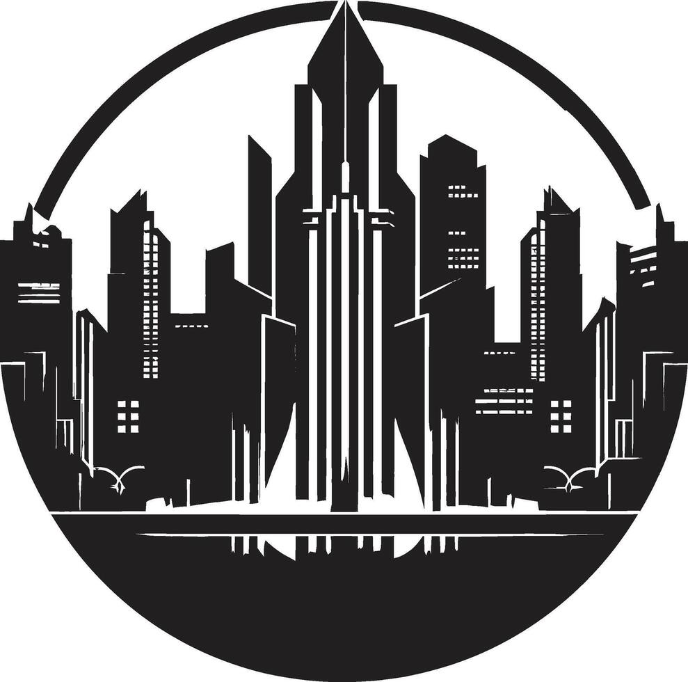 Noir Nightscape Stylish Abstract Graphic Midnight Monochrome Majesty Elegant Cityscape vector