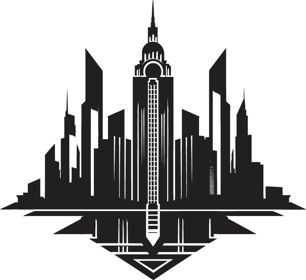 Ebony Elevation Refined Abstract Graphic Chic Urban Utopia Modern Black Graphic vector