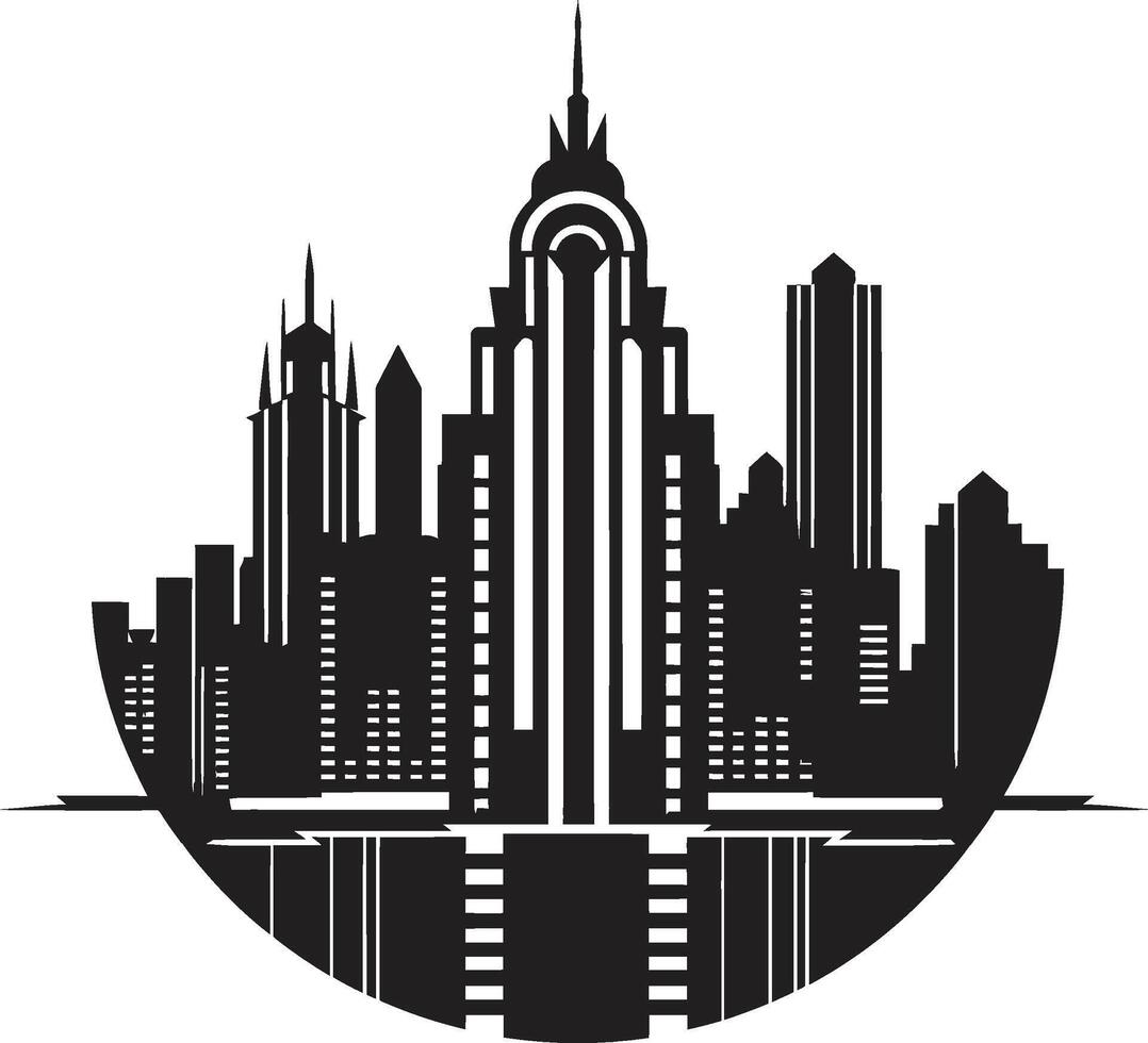 Ink Architectural Angles Contemporary Graphic Shadowed Skylines Chic Black Cityscape Graphic vector