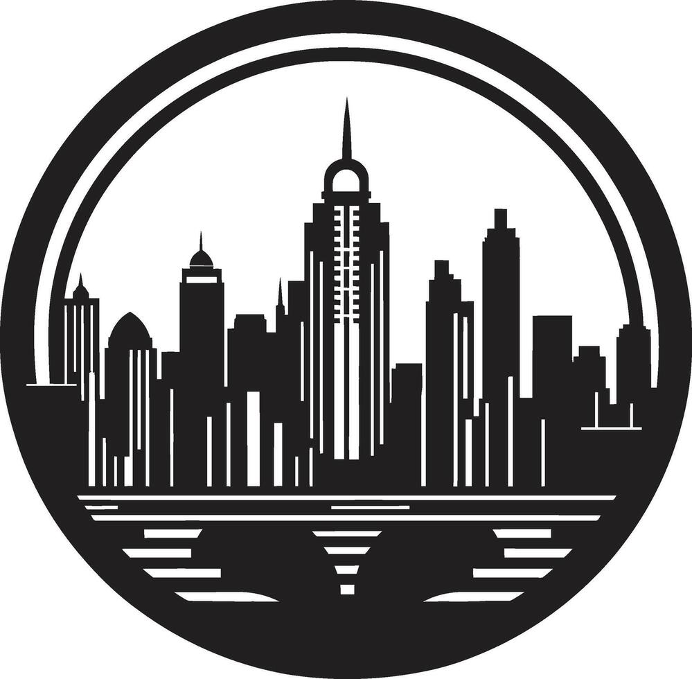 Noir Downtown Stylish Abstract City Art Deco Element Midnight Monoliths Elegant Black Cityscape vector