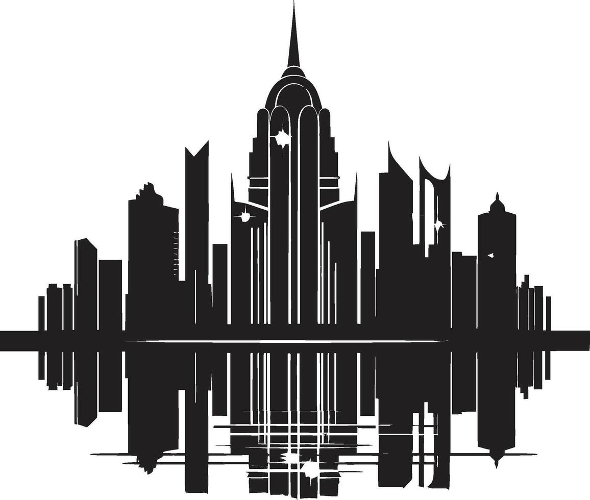 Midnight Monochrome Majesty Elegant Cityscape Ink Architectural Artistry Contemporary vector