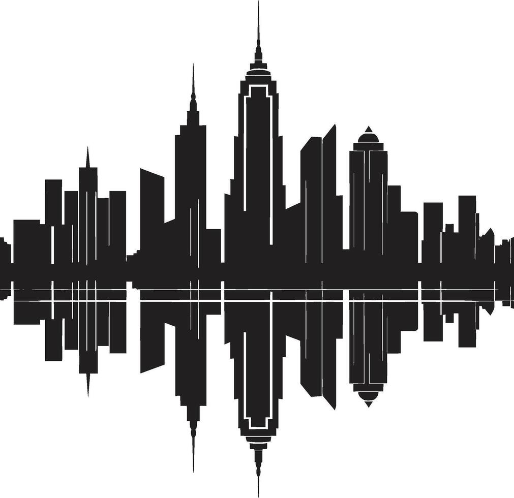 Noir Downtown Stylish Abstract City Art Deco Element Midnight Monoliths Elegant Black Cityscape vector