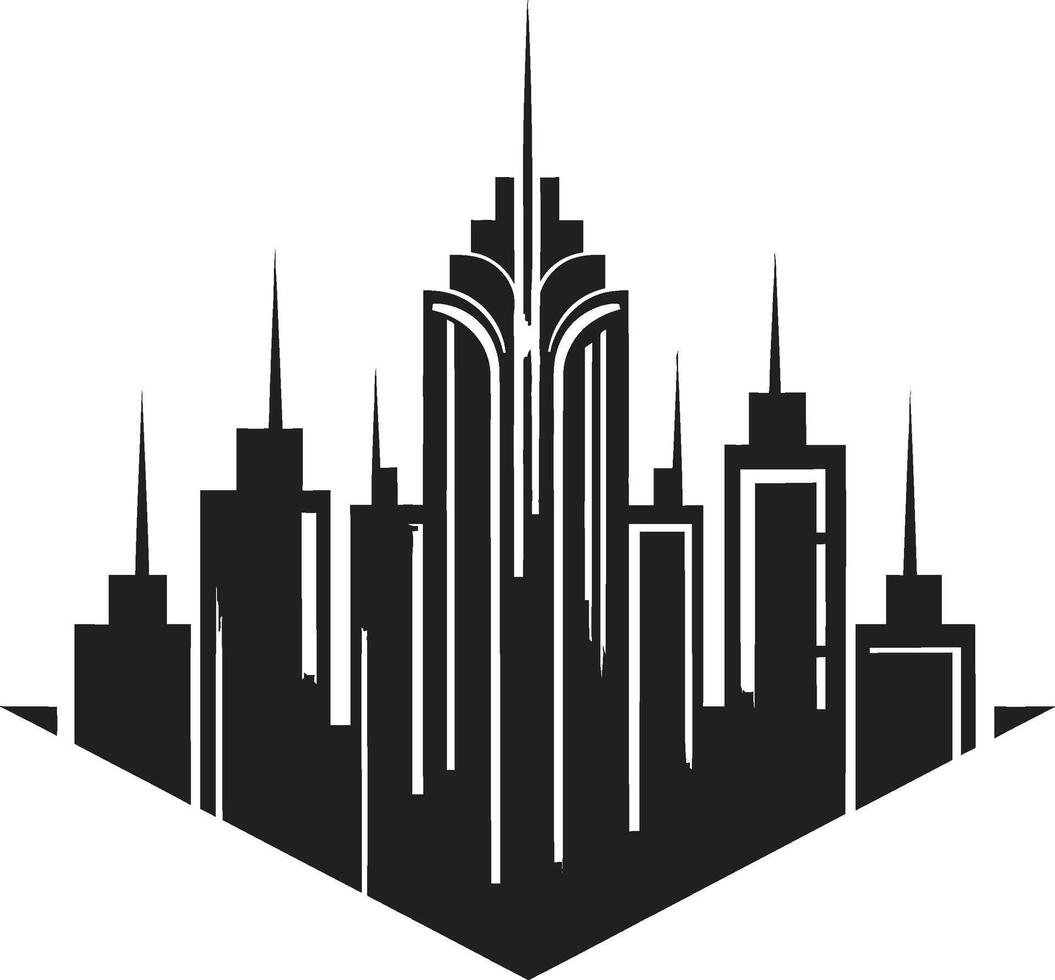 Noir Skyline Serenity Stylish Abstract Cityscape Midnight Mosaic Elegant Black Cityscape vector