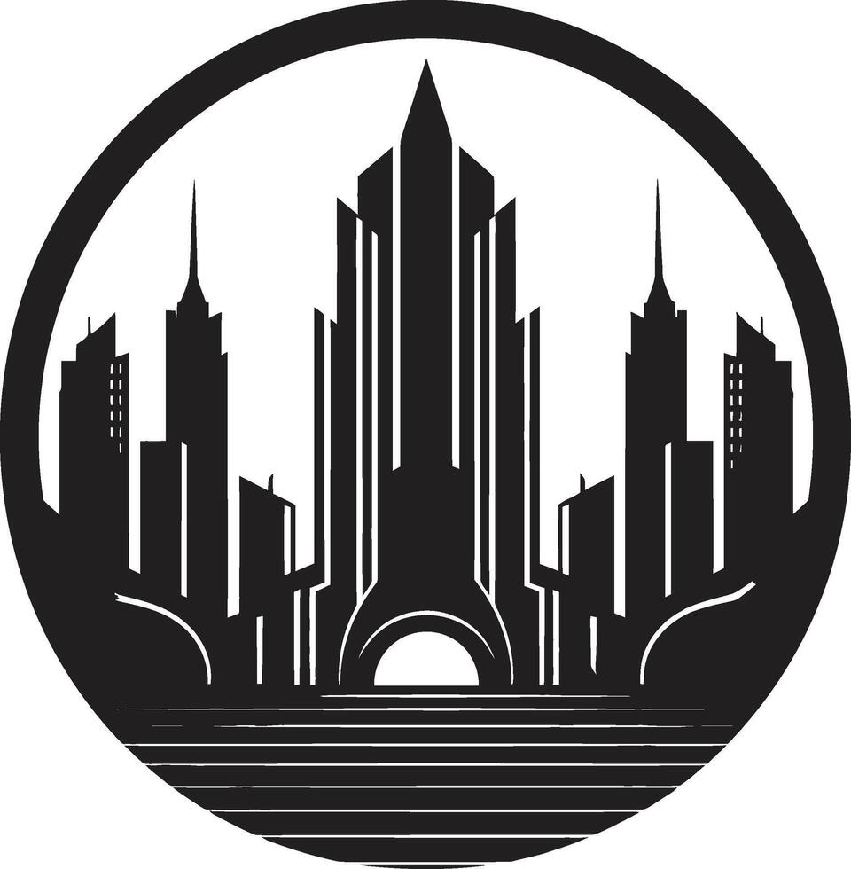 Silent Structures Minimalistic Black Cityscape Graphic Mystic Urban Mirage Intriguing Cityscape Graphic vector