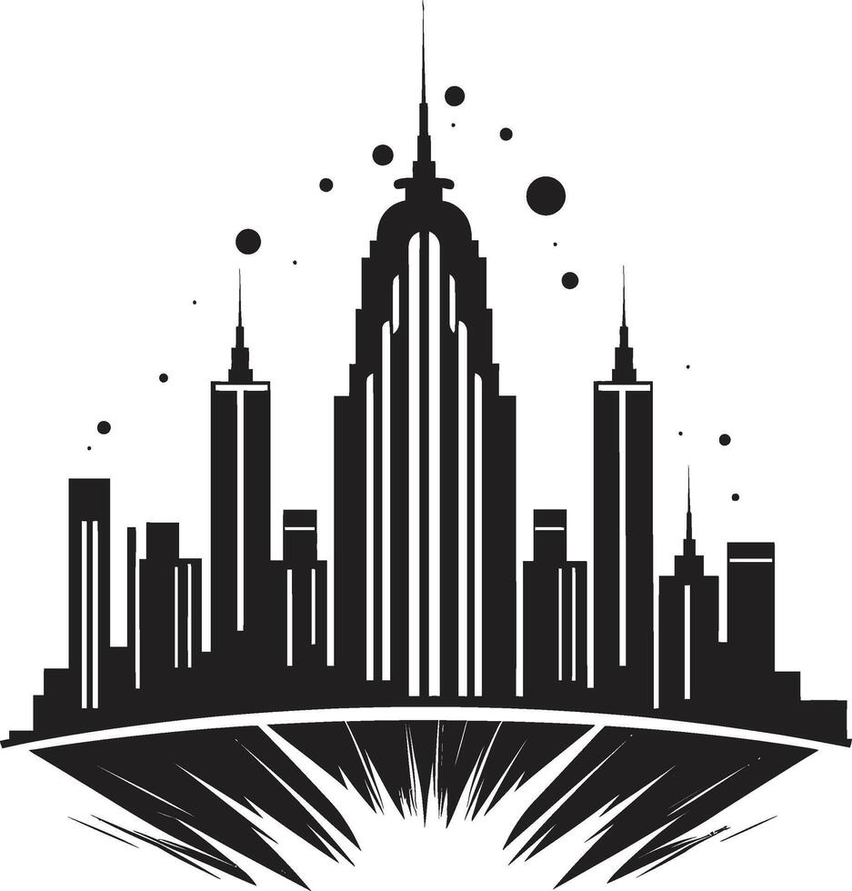 Noir Night Vision Stylish Abstract Graphic Nocturnal Nouveau Urban Black City Art Deco vector