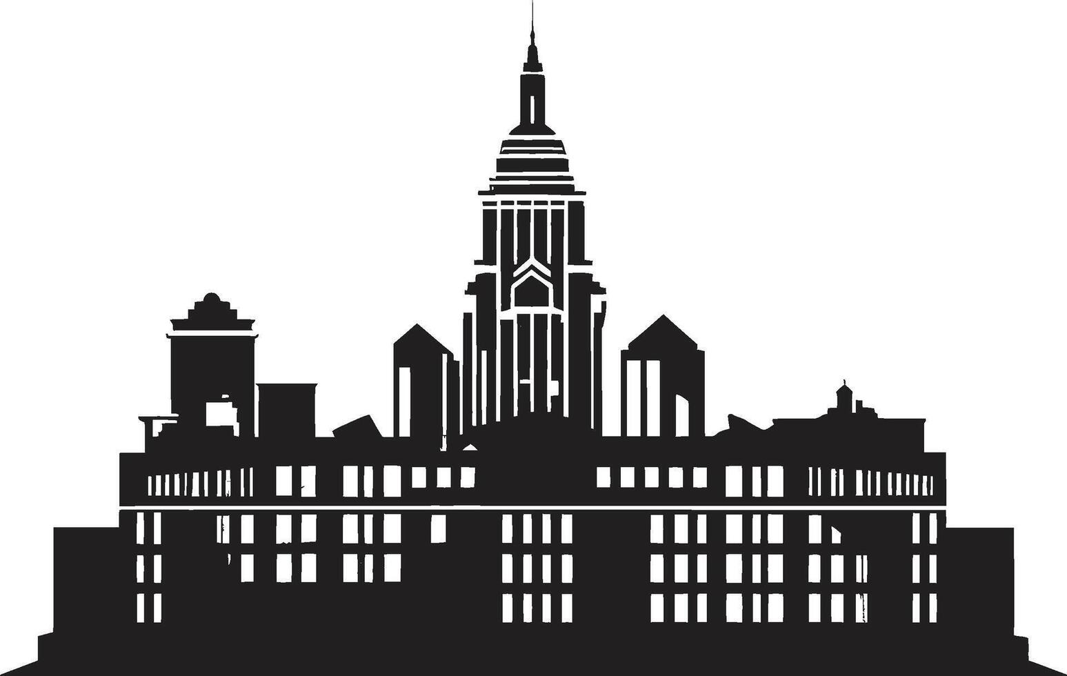 Midnight Metropolis Stylish Abstract Building Ink Cityscape Symphony Modern Collage vector