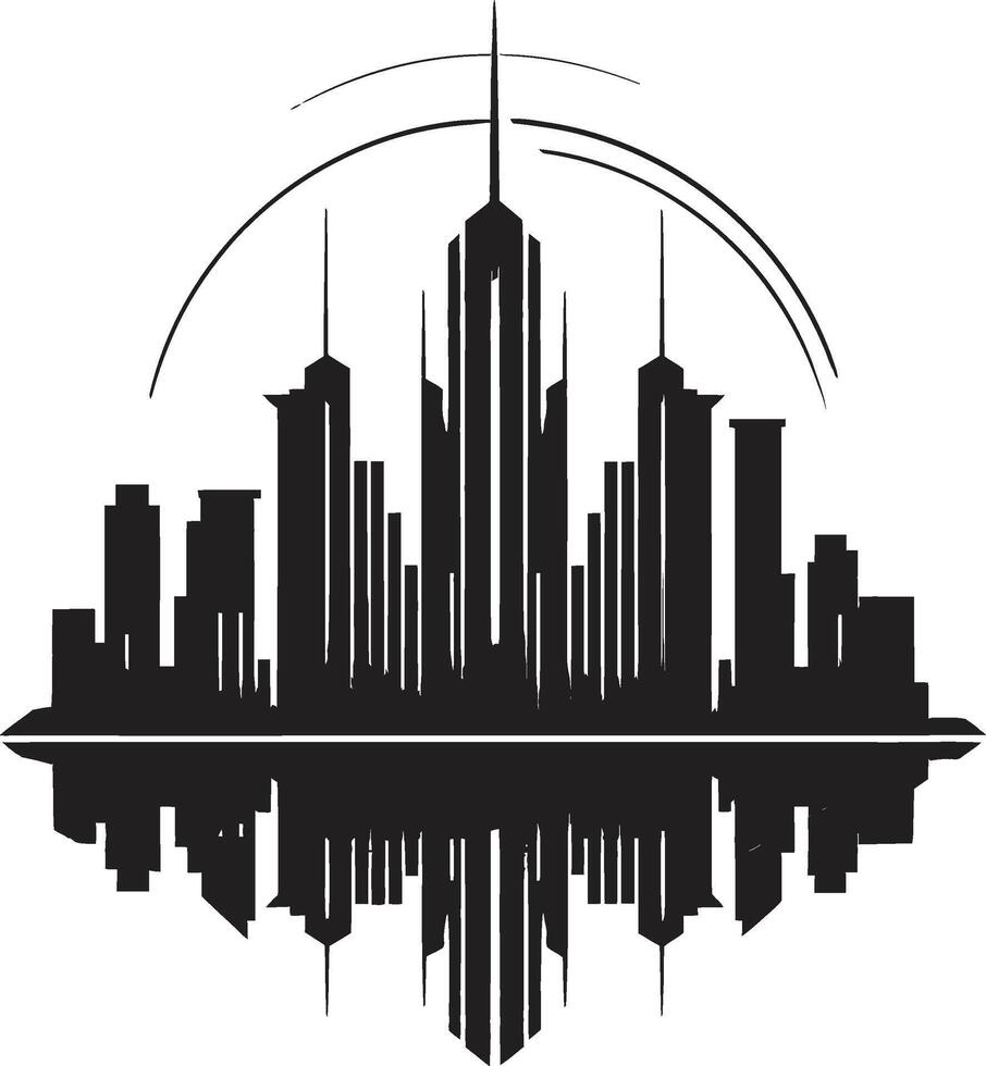 Shadowed Skylines Chic Noir Cityscape Gothic Gridlines Sophisticated Abstract Cityscape vector